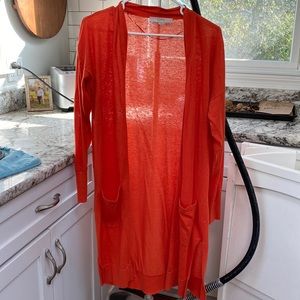 LOFT long orange cardigan